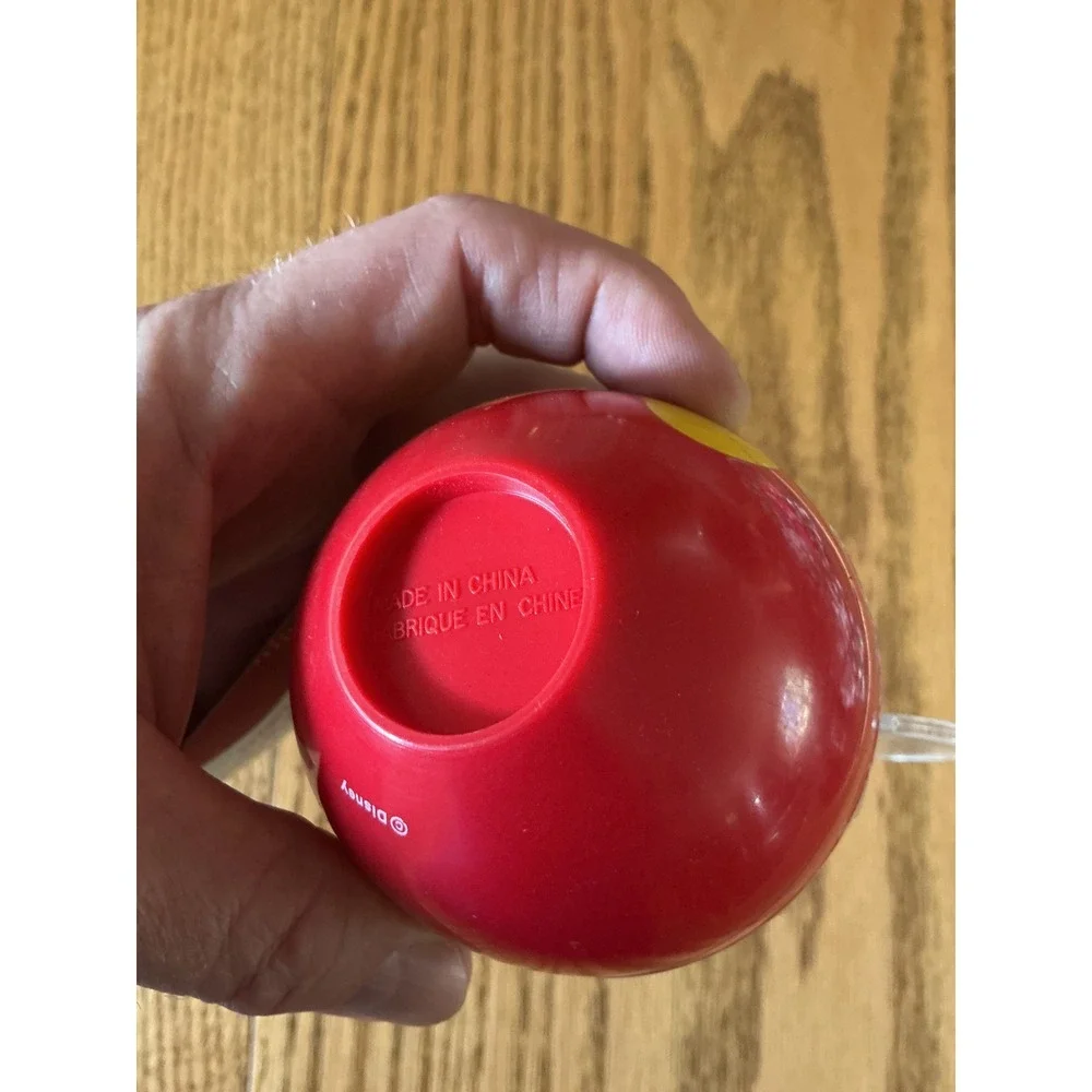 VTG Disney Mickey Mouse Ear Shaped Plastic Cookie Container Red Clear 431507 NWT